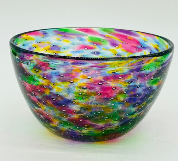 Mundgeblasenes Glas: Purple Mix Bubble Schale