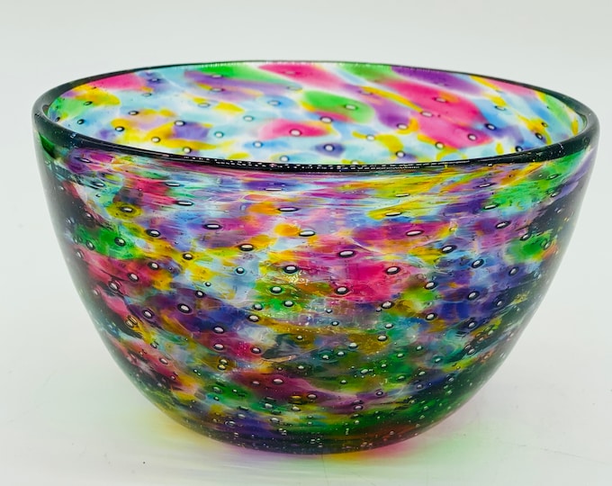 Hand Blown Glass: Purple Mix Bubble Bowl