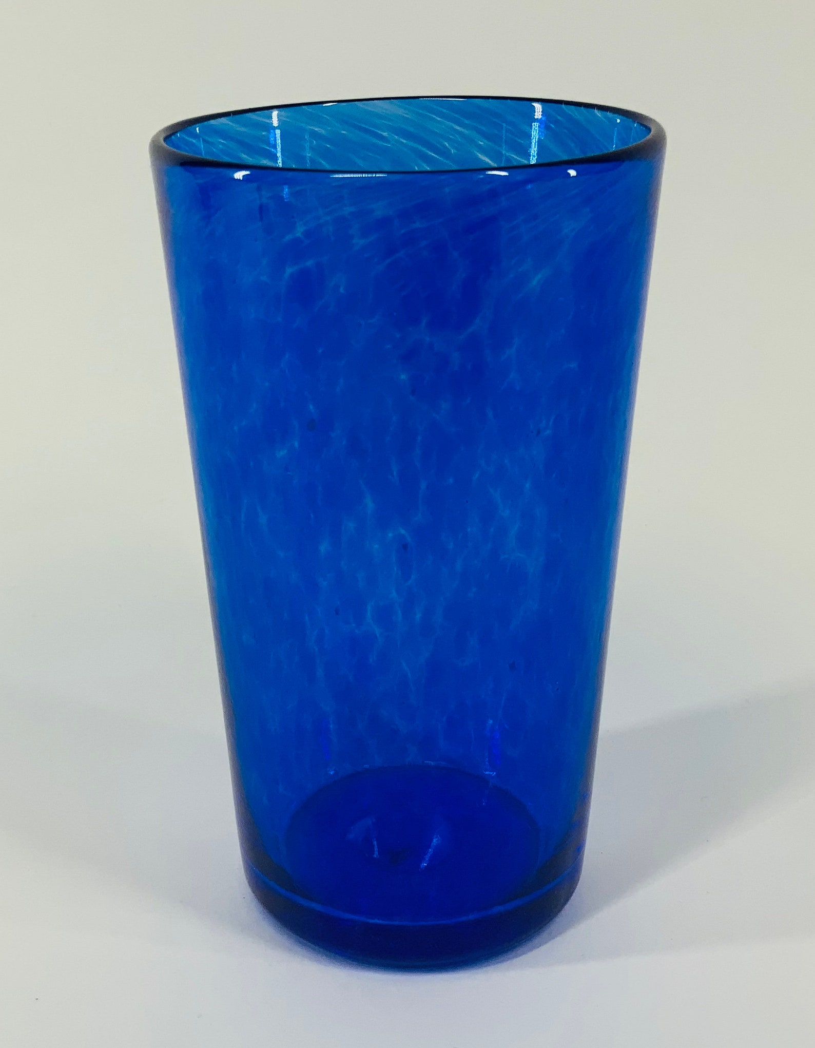 Hand Blown Glass Blue Pint Glass Etsy