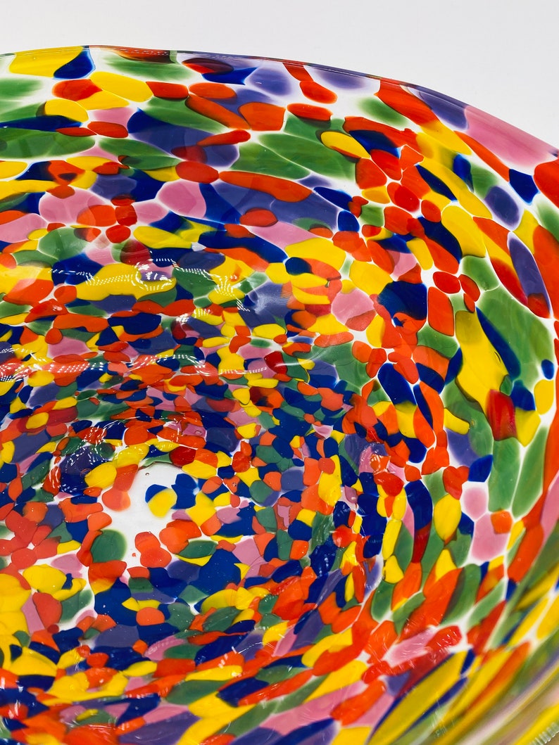 Hand Blown Glass Rainbow Fruit Bowl Etsy