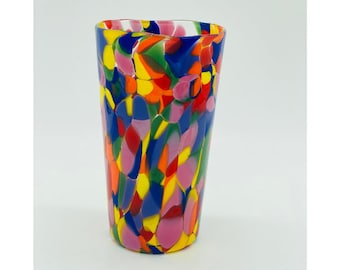 Hand Blown Glass: Rainbow Pint Glass