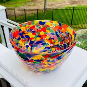 Hand Blown Glass: Rainbow Bowl - Etsy
