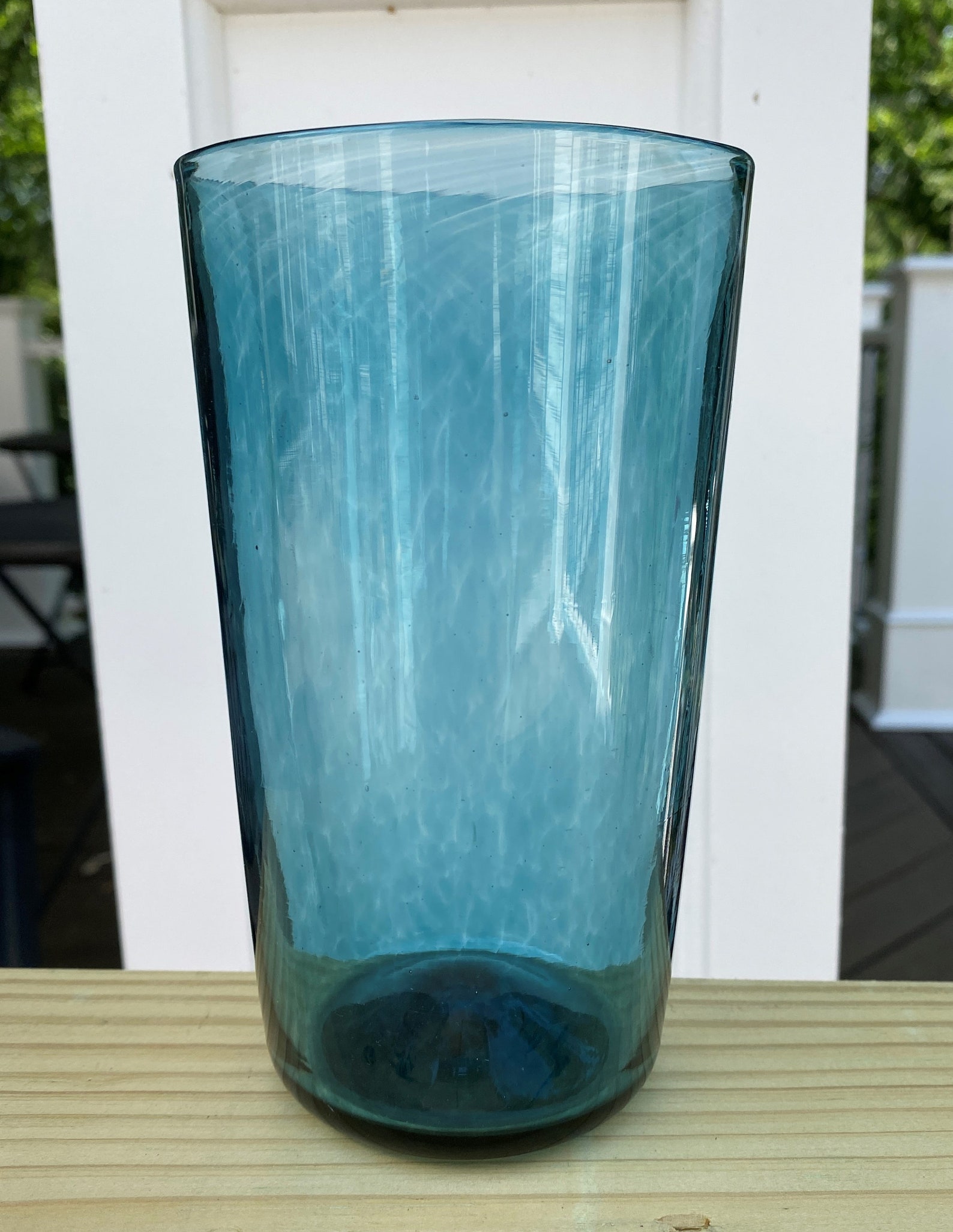 Hand Blown Glass Steel Blue Pint Glass Etsy