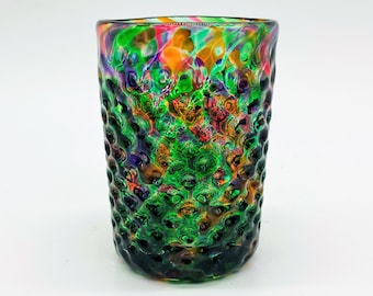 Hand Blown Glass: Green Mix Pineapple Shot Glass