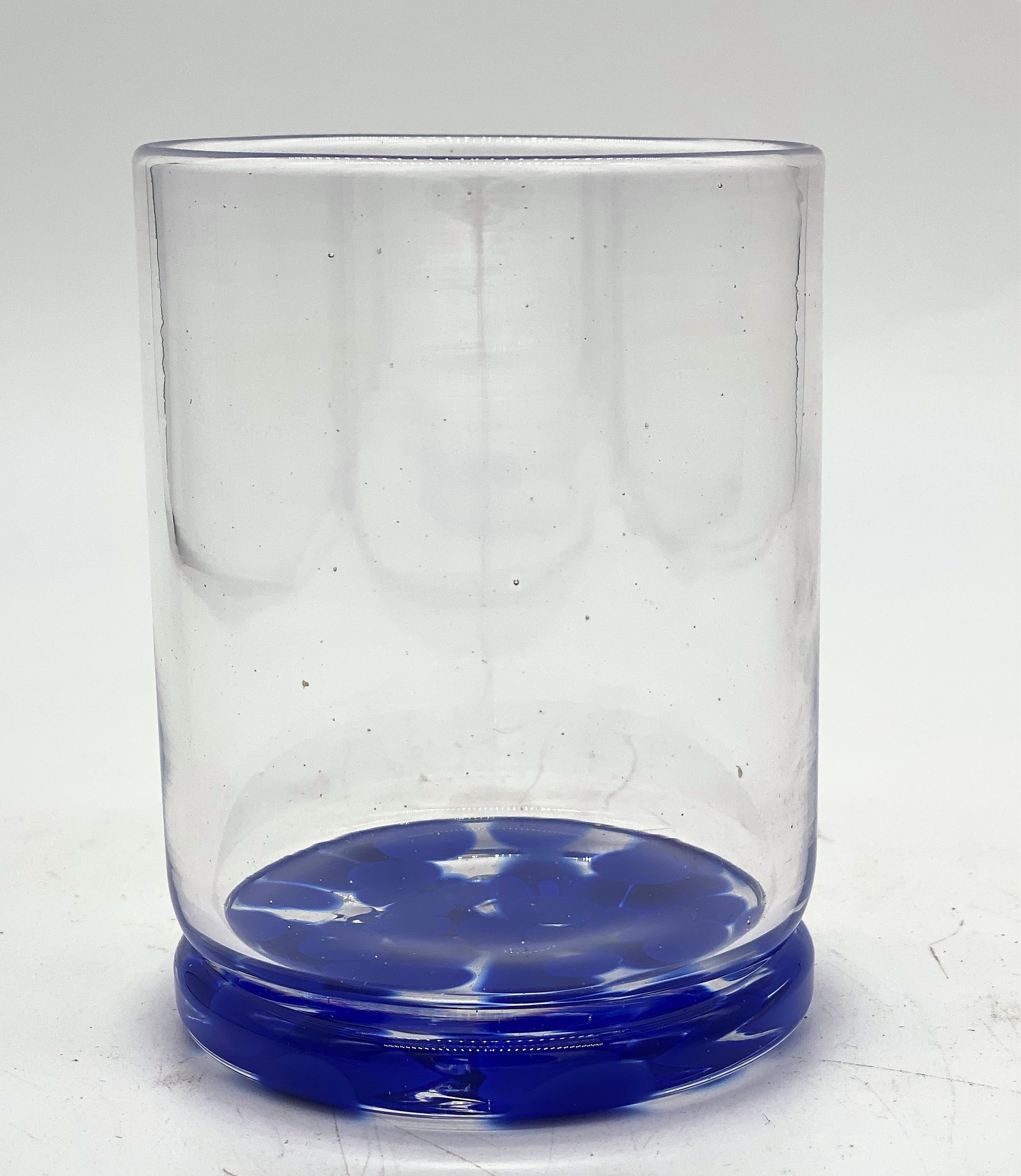 Hand Blown Glass Blue Polka Dot Rocks Glass Etsy