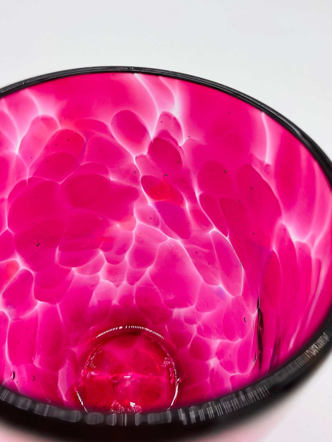Hand Blown Glass: Hot Pink Stemless Wine Glass | Etsy