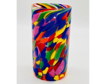 Hand Blown Glass: Rainbow Tumbler