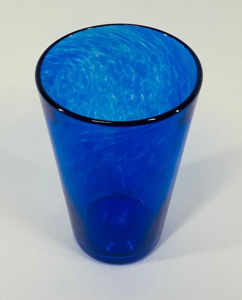 Hand Blown Glass Blue Pint Glass Etsy