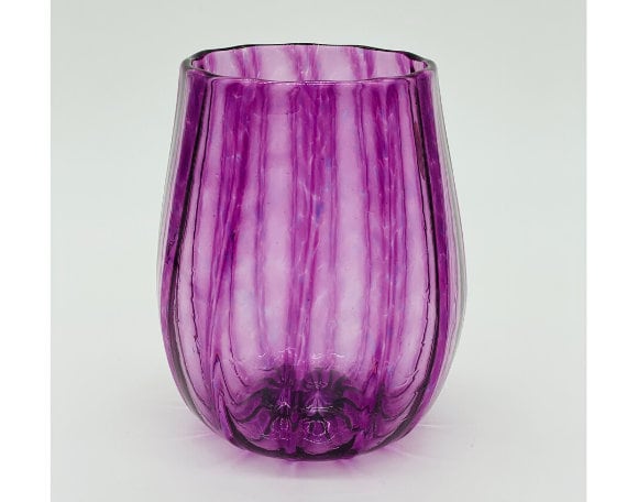 wat betreft etiket Ananiver Hand geblazen glas: paarse rechte optische stemloze wijnglas - Etsy België