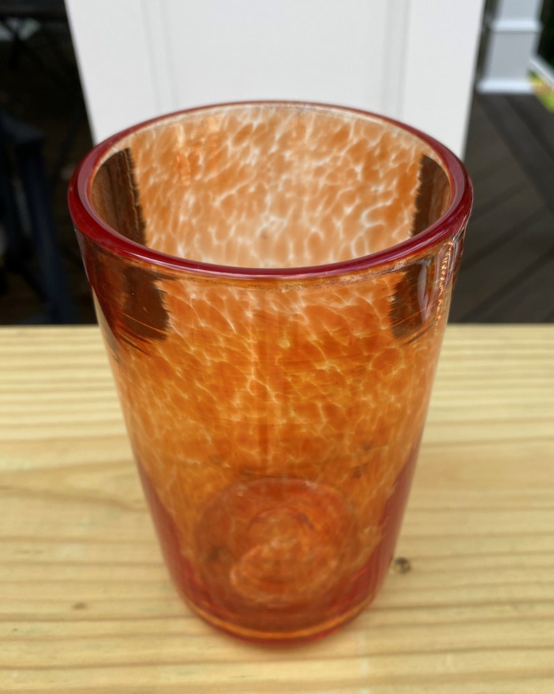 Hand Blown Glass Burnt Orange Tumbler Etsy