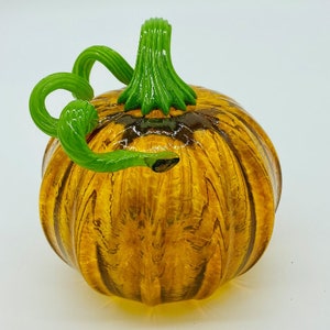 Hand Blown Glass: Transparent Gold Pumpkin
