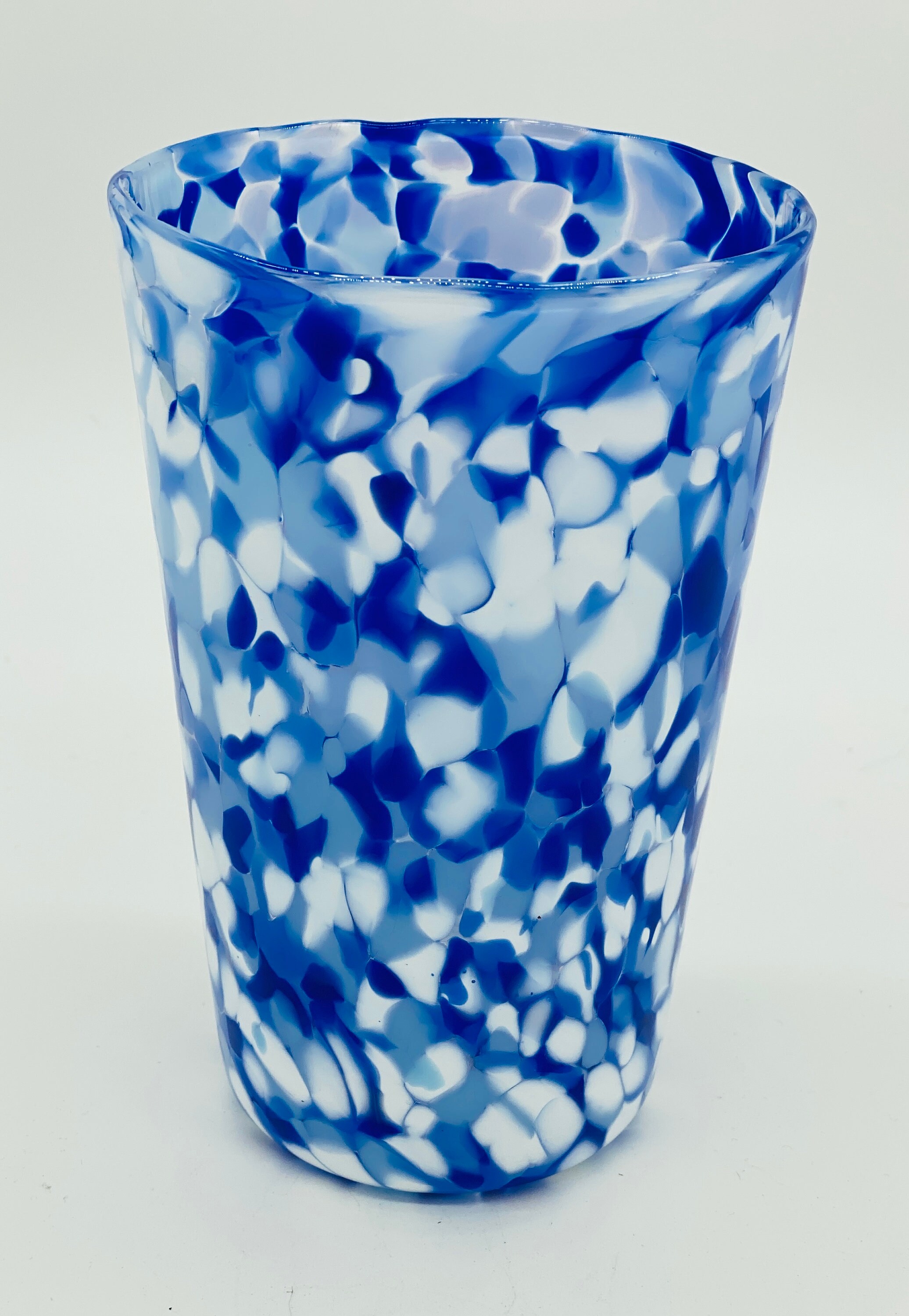 Hand Blown Glass: Blue Camo Pint Glass - Etsy