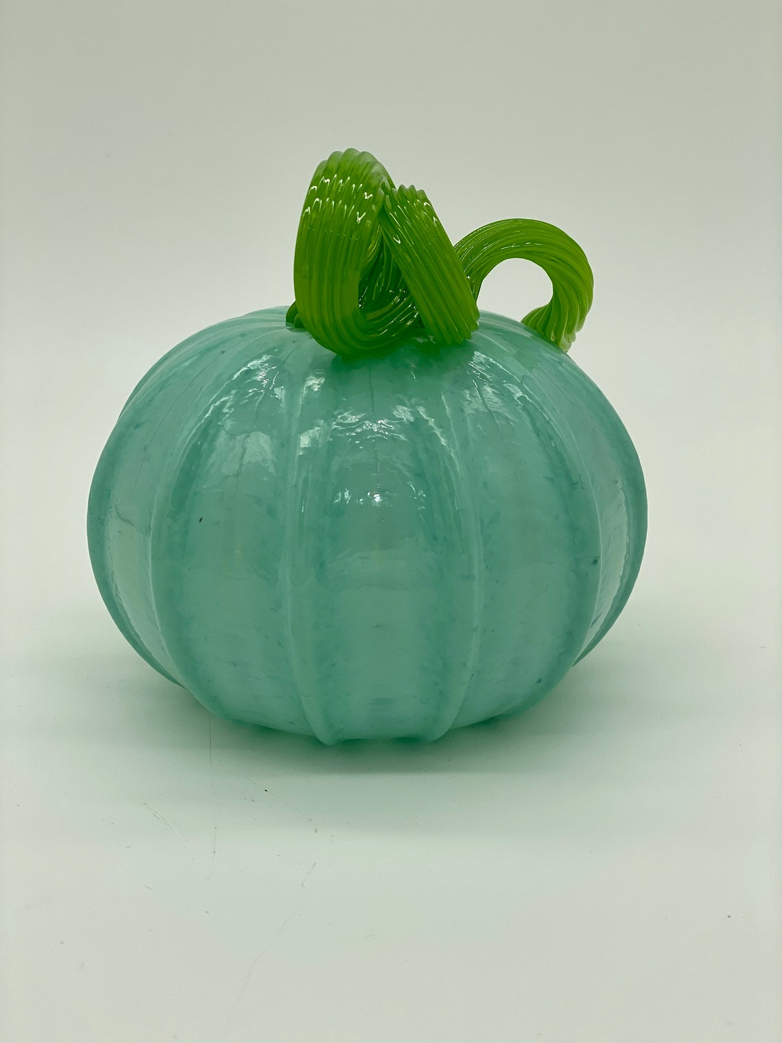 Hand Blown Glass Robins Egg Blue Pumpkin Etsy