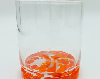 手吹きガラス: オレンジ水玉模様のロックグラス - Etsy 日本