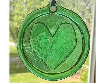 Glass Suncatcher: Green Heart