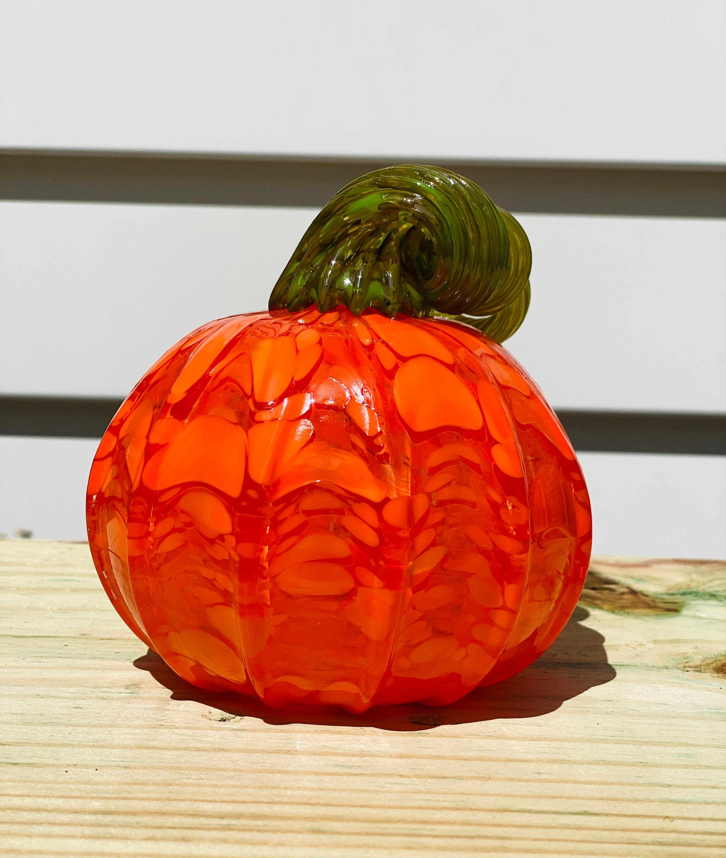 Hand Blown Glass Orange Dotted Pumpkin Etsy