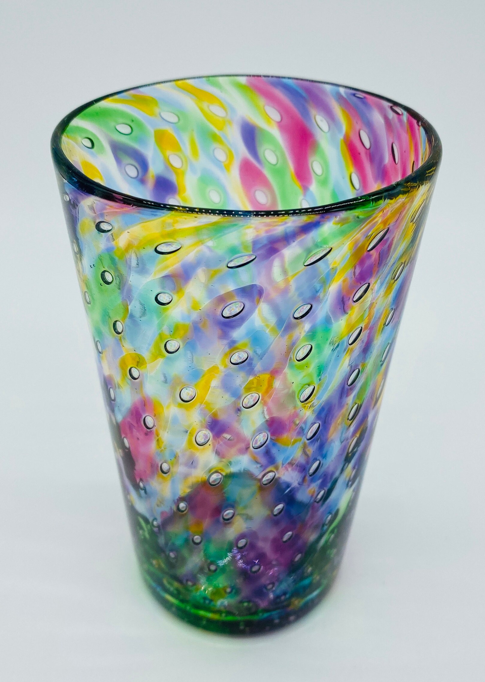 Hand Blown Glass Purple Mix Bubble Pint Glass Etsy