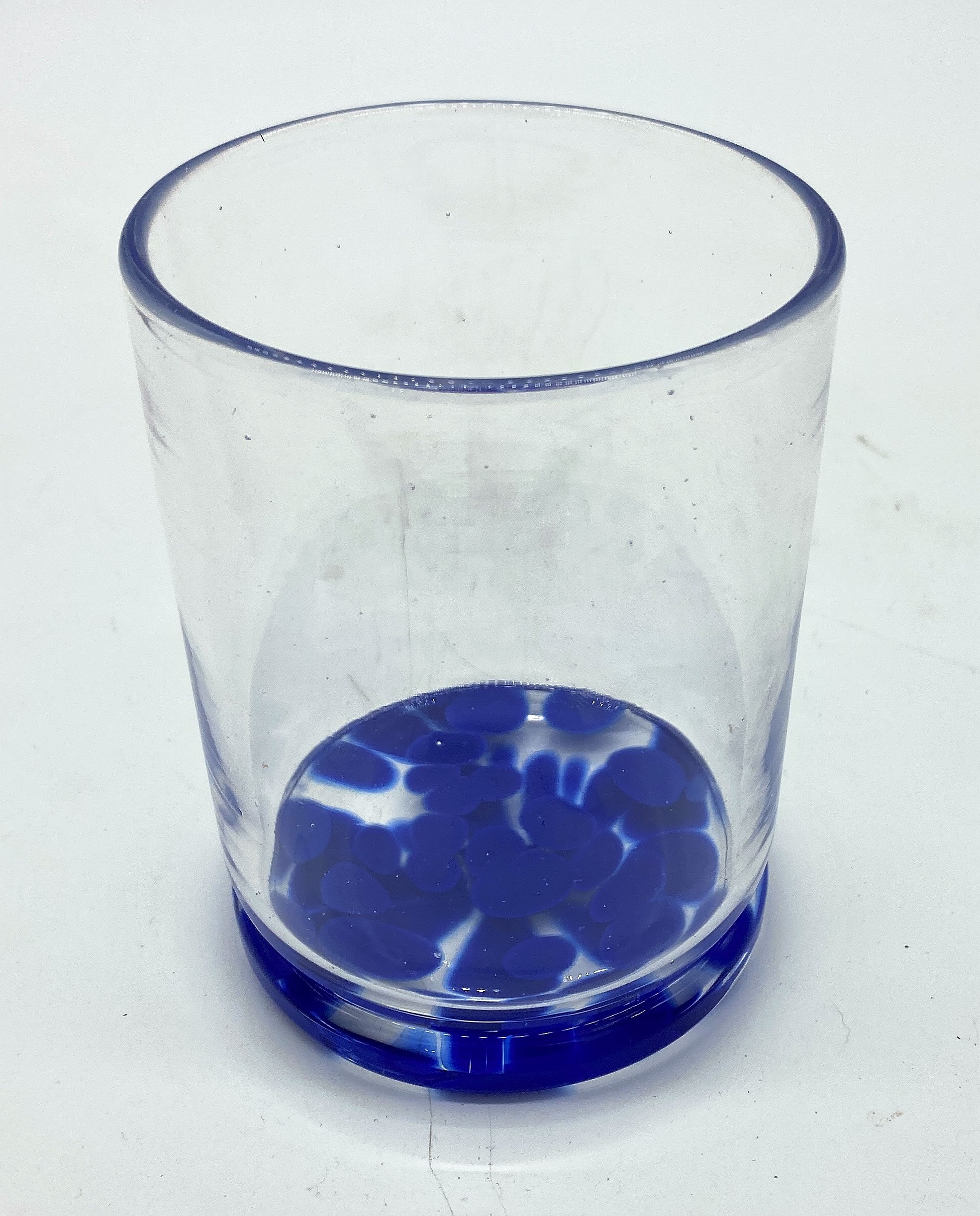 Hand Blown Glass Blue Polka Dot Rocks Glass Etsy