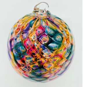 Hand Blown Glass: Orange Mix Pineapple Ornament/Suncatcher