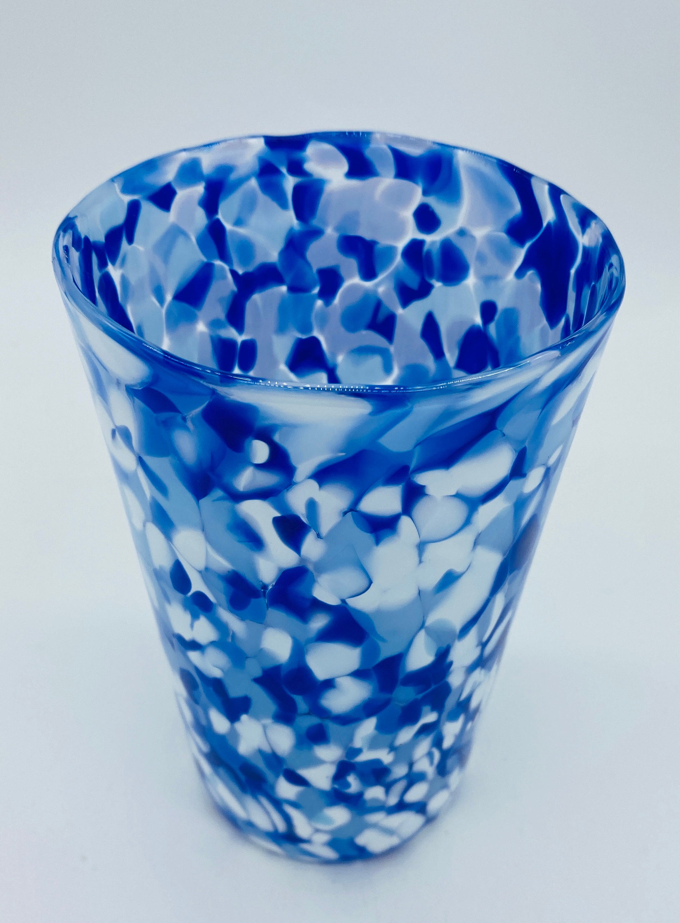 Hand Blown Glass: Blue Camo Pint Glass - Etsy