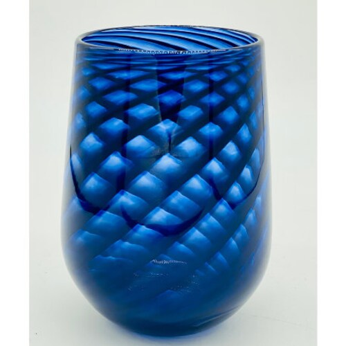 Hand Blown Glass Robins Egg Blue and Red Stemless Wine Glass Etsy