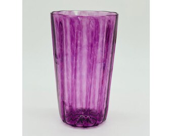 Hand Blown Glass: Purple Straight Optic Pint Glass