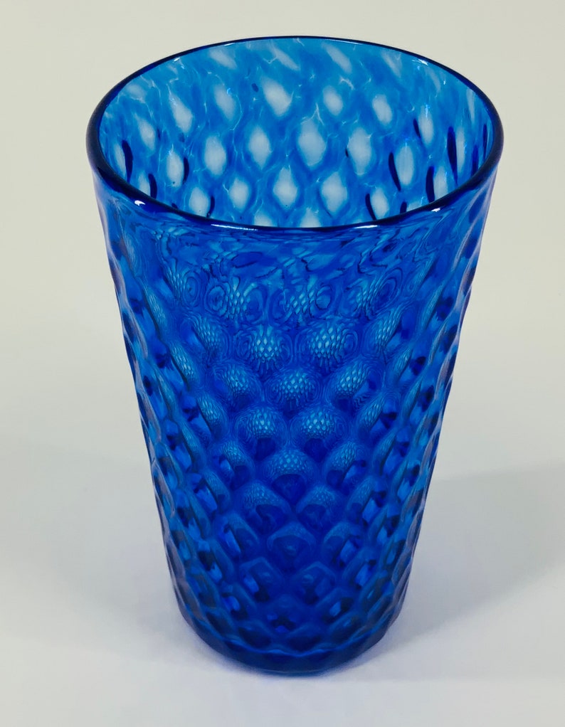 Hand Blown Glass Blue Pineapple Pint Glass Etsy