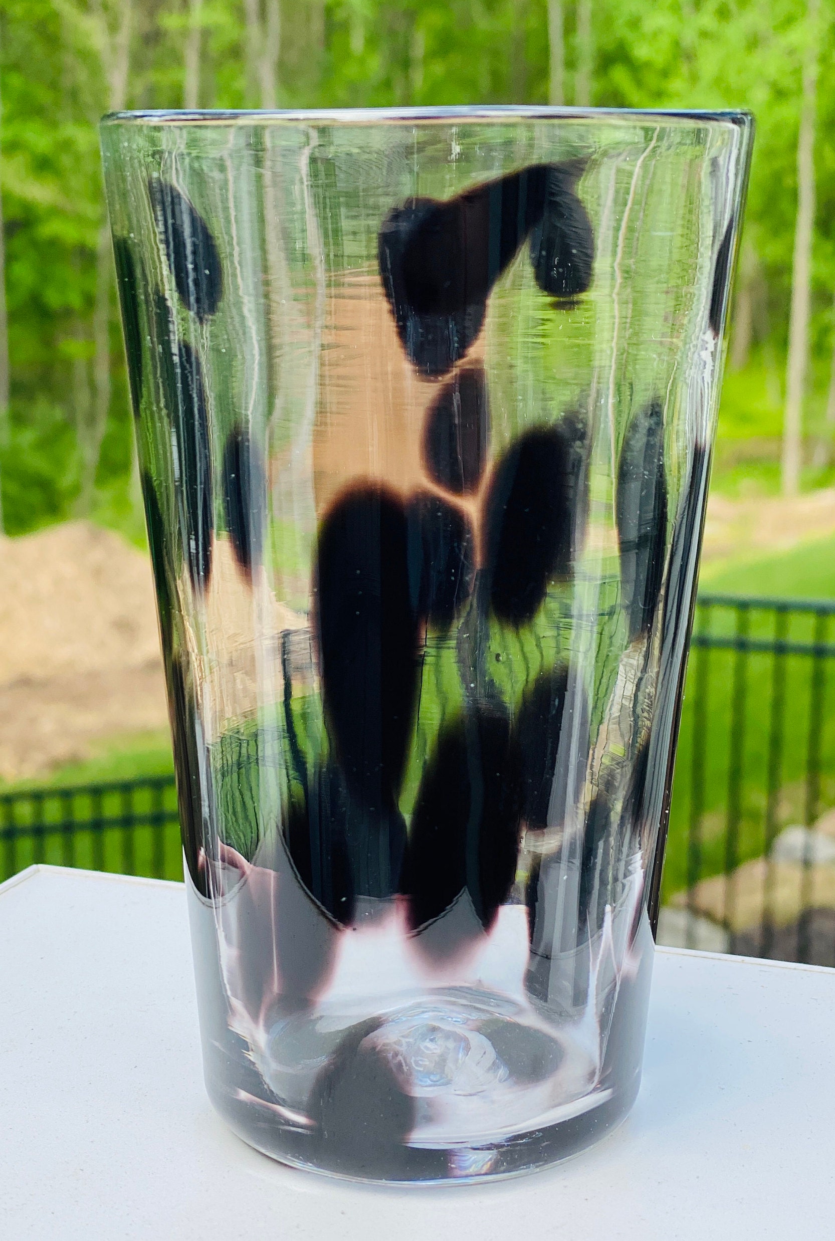 Hand Blown Glass Black Polka Dot Pint Glass Etsy