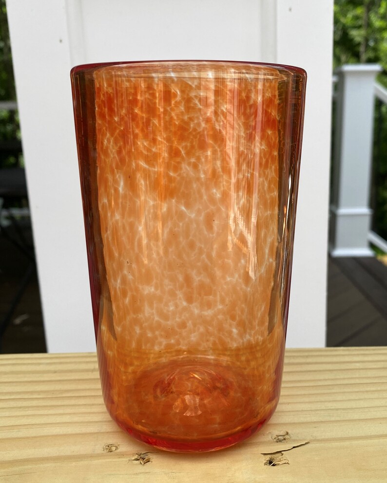 Hand Blown Glass Burnt Orange Tumbler Etsy