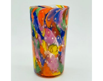 Hand Blown Glass: Rainbow Bubble Pint Glass