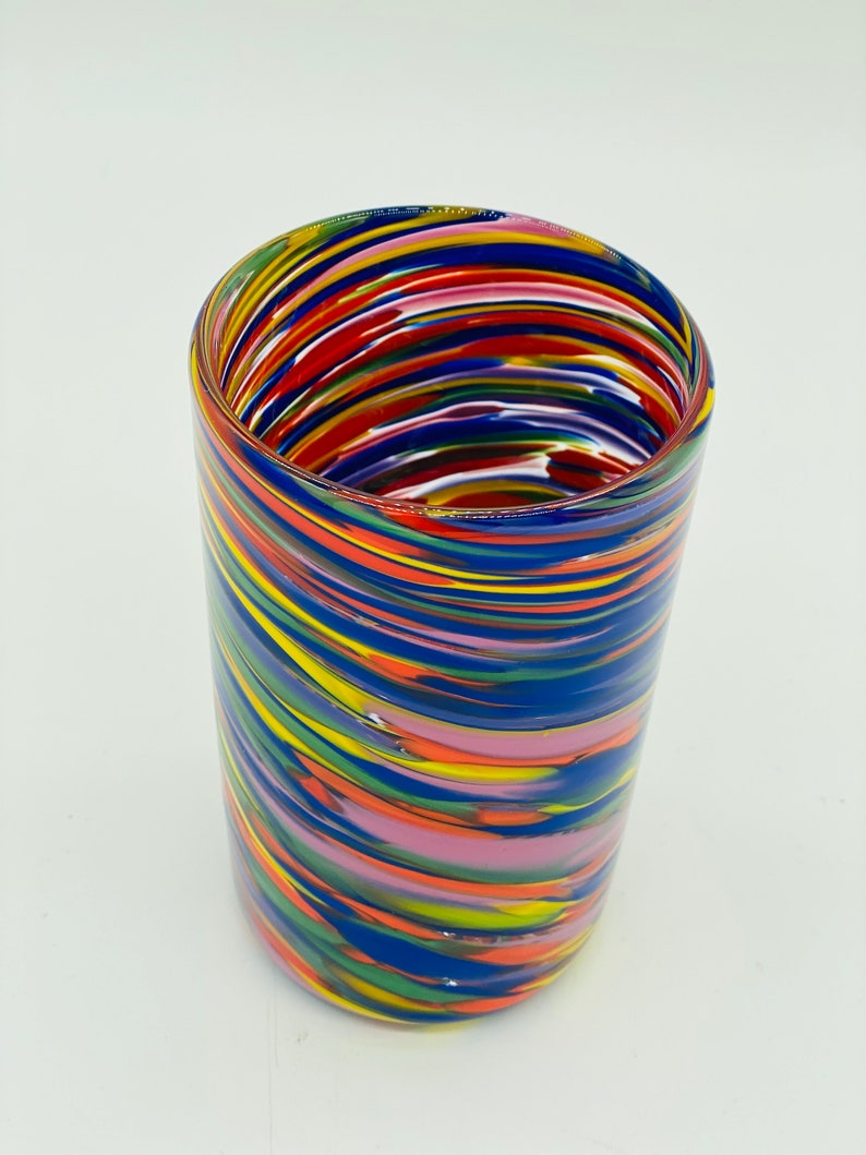Hand Blown Glass Rainbow Twist Tumbler Etsy