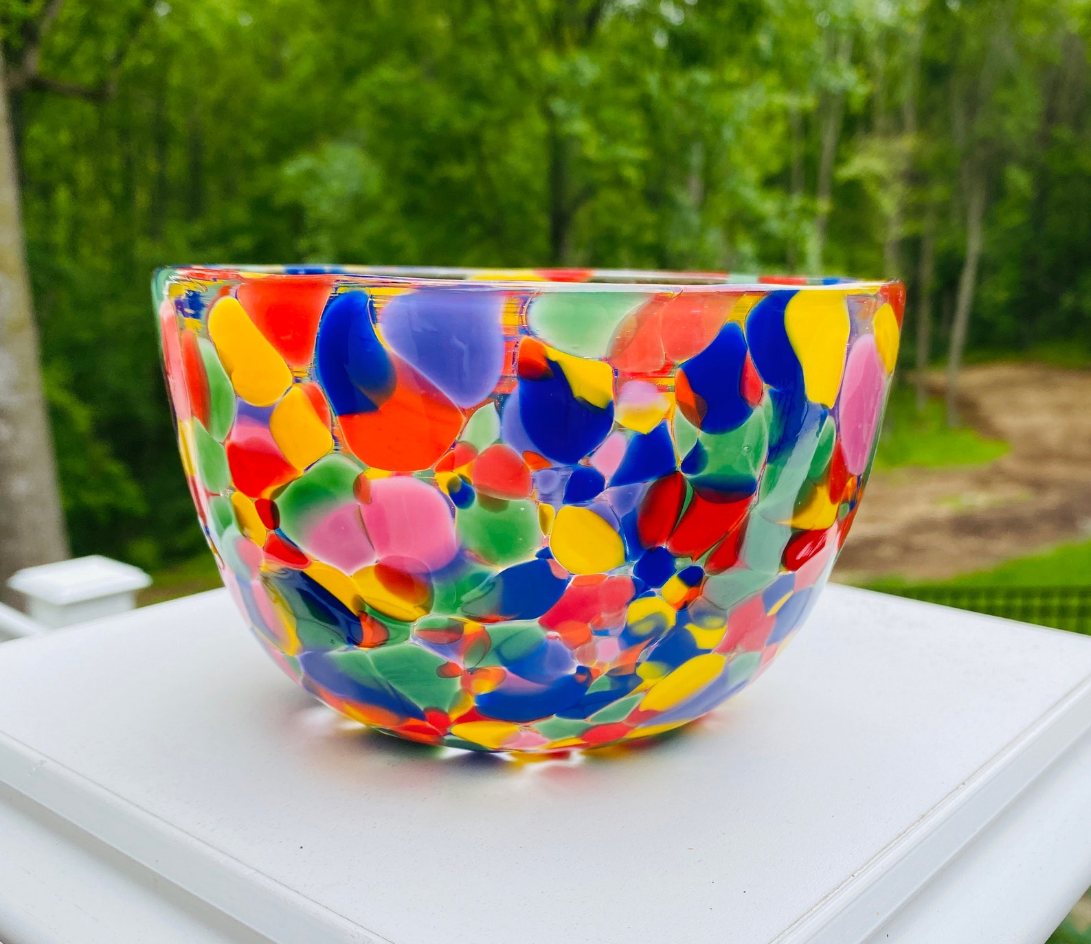 Hand Blown Glass Rainbow Bowl Etsy Australia