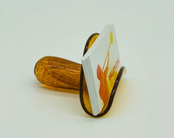 Hand Blown Glass: Gold Business Card Holder