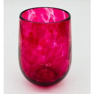 Hand Blown Glass: Hot Pink Stemless Wine Glass - Etsy