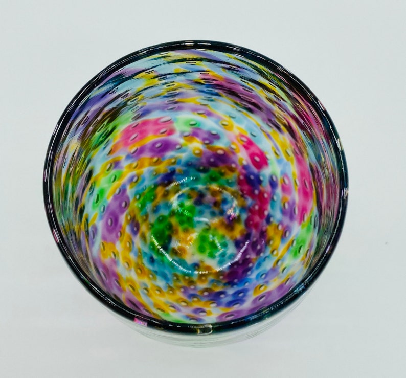 Purple Mix Bubble Stemless Wine Glass Hand Blown Glass