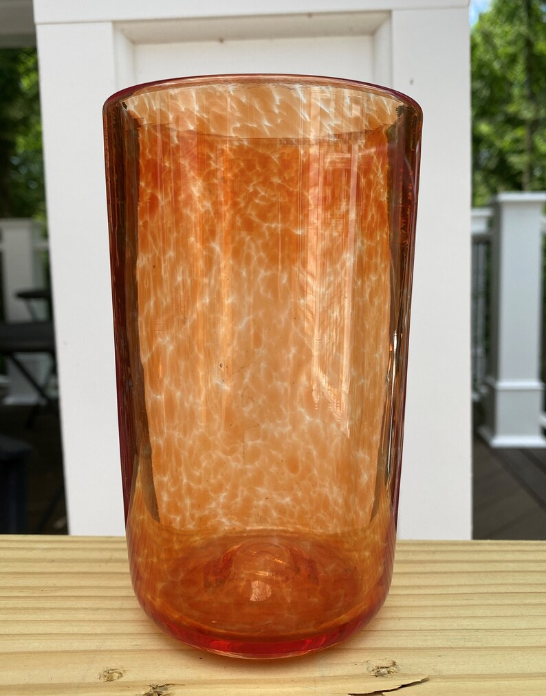 Hand Blown Glass Burnt Orange Tumbler Etsy
