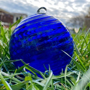 Hand Blown Glass: Cobalt Blue Optic Twist Ornament