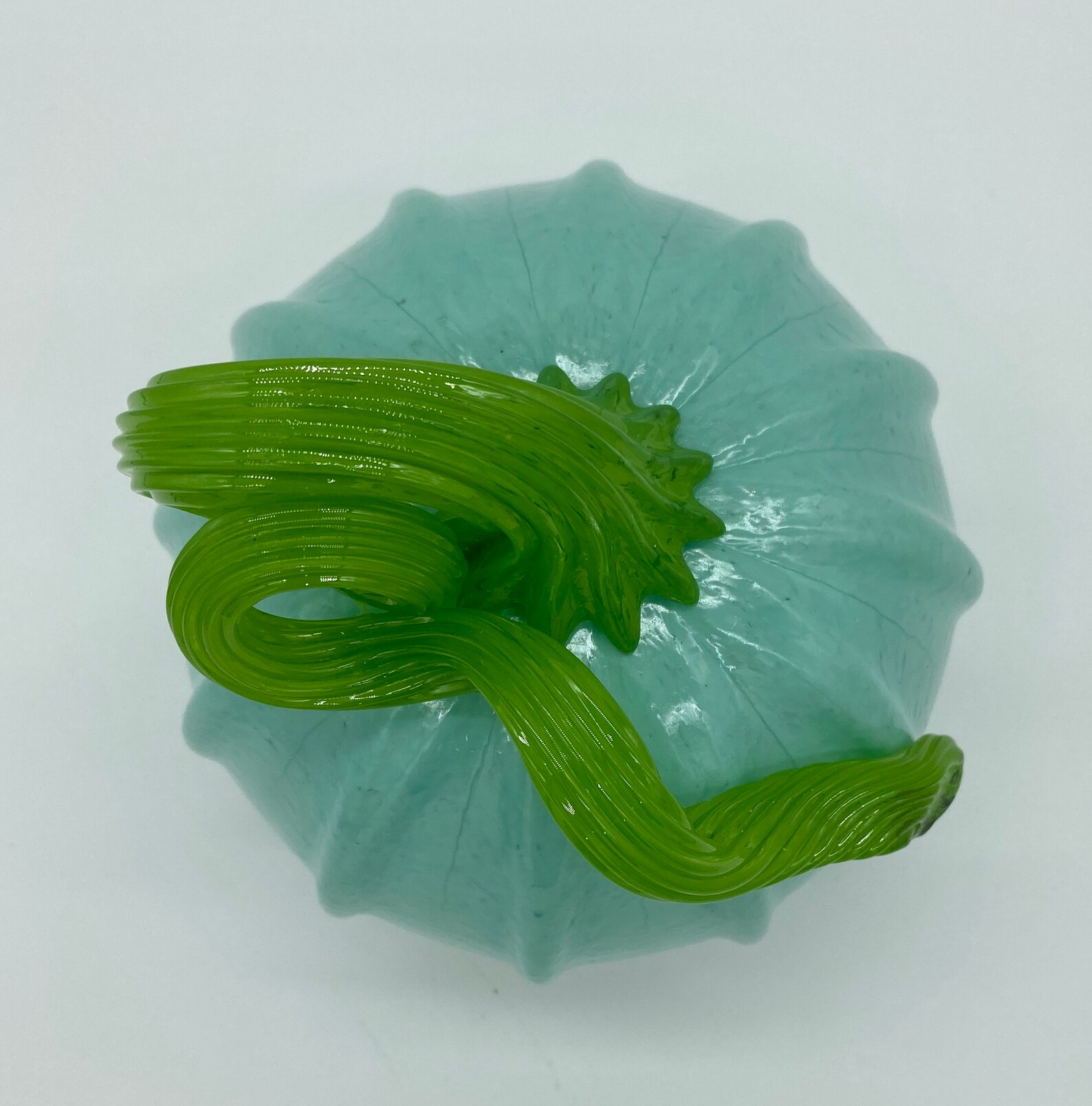 Hand Blown Glass Robins Egg Blue Pumpkin Etsy