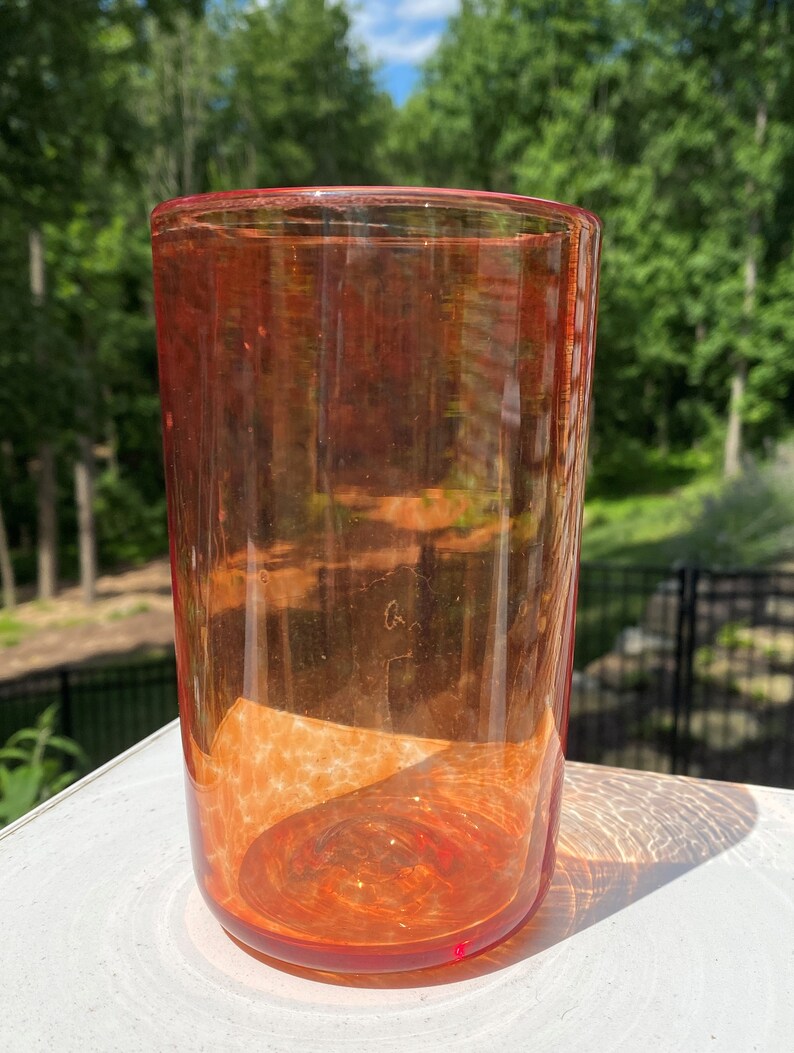Hand Blown Glass Burnt Orange Tumbler Etsy