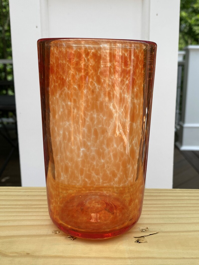 Hand Blown Glass Burnt Orange Tumbler Etsy