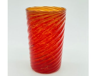 Hand Blown Glass: Red Optic Twist Tumbler