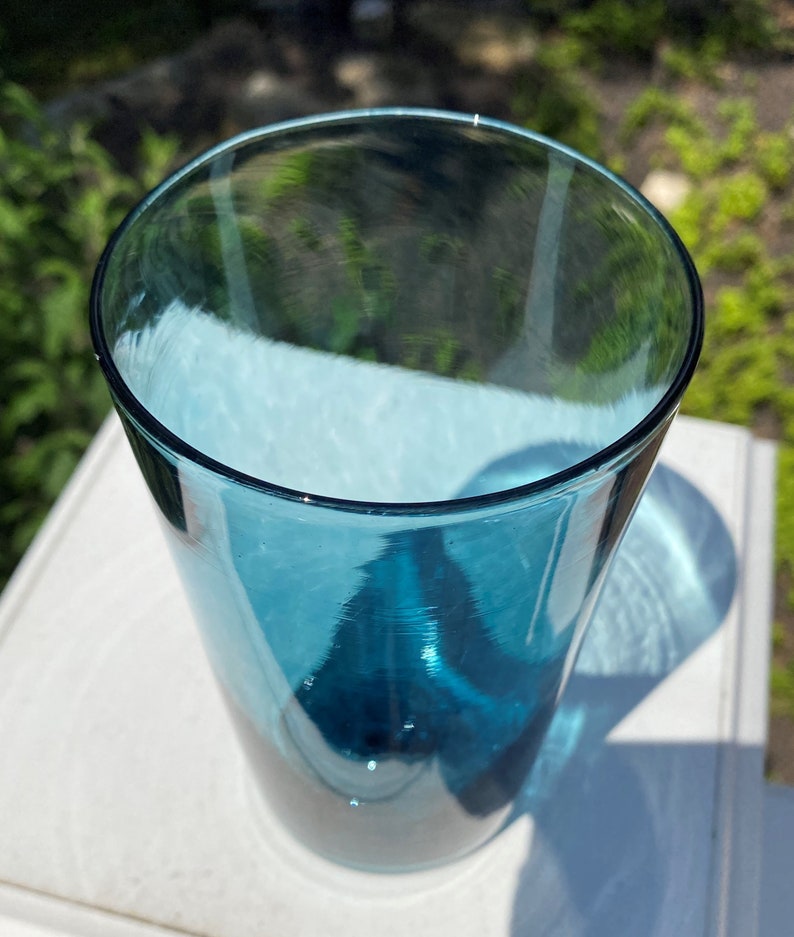Hand Blown Glass Steel Blue Pint Glass Etsy