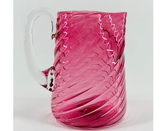 Hand Blown Glass: Pink Optic Twist Pitcher