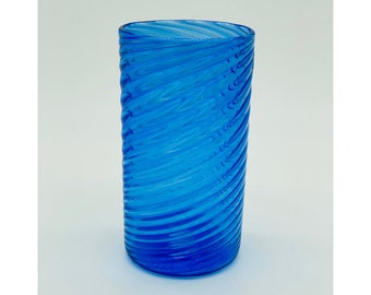 Hand Blown Glass: Blue Optic Twist Tumbler