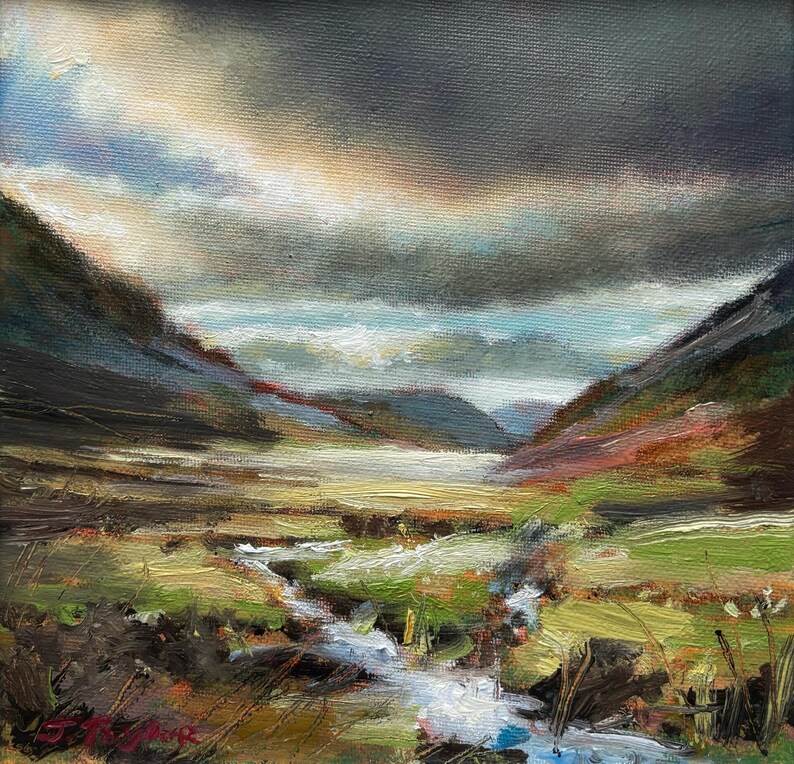 Original Framed Oil Painting Golden Bracken, Glencoe by Jennifer Taylor