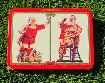 VINTAGE 1994 Coca-Cola Santa Playing Cards Set | Two Complete Decks in Collector Tin | 90s Christmas Game