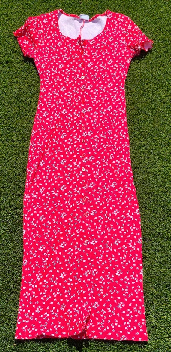 SMW Long Floral Red Dress - image 1