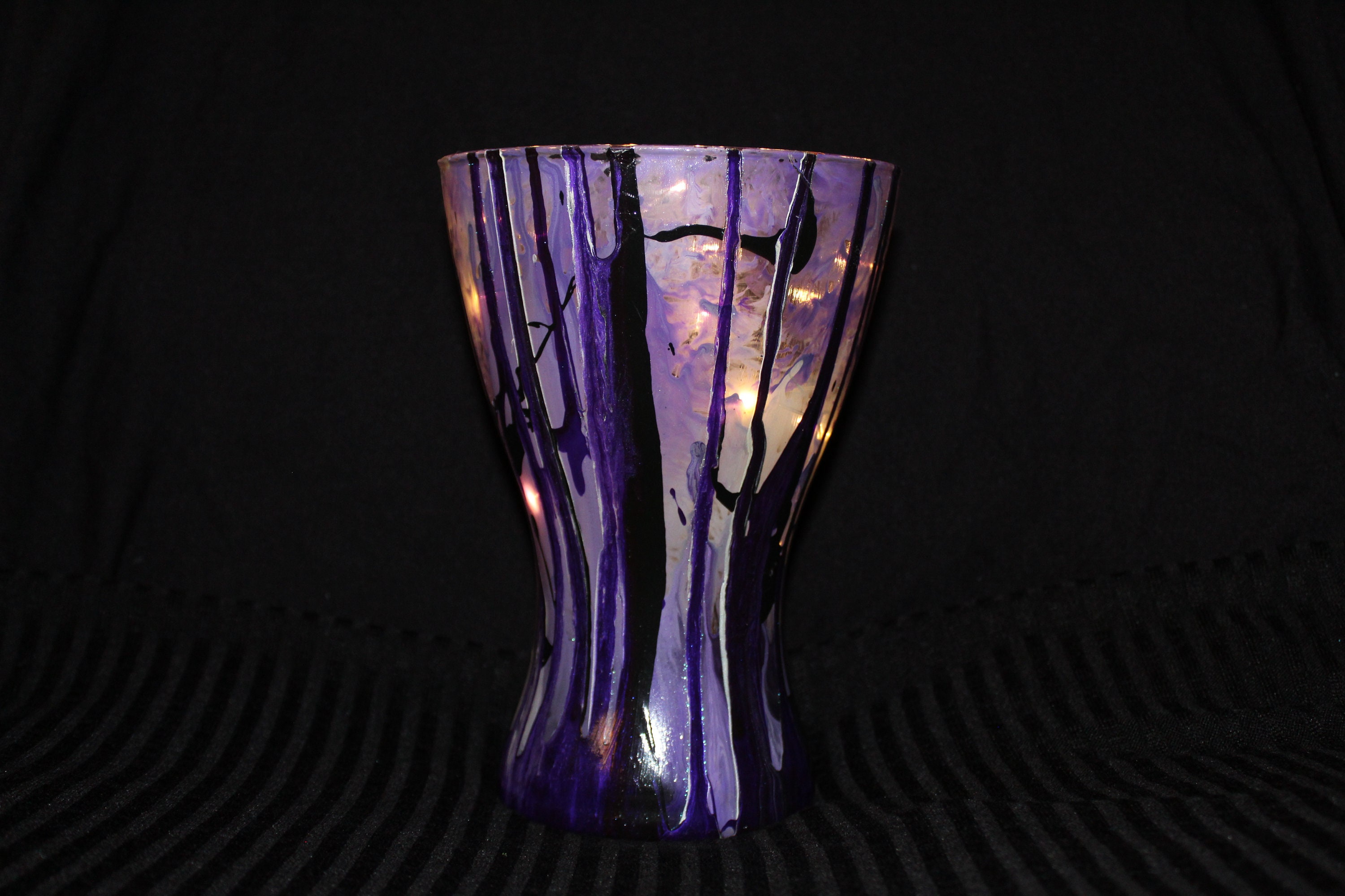 Purple Painted Vase with Light Etsy
