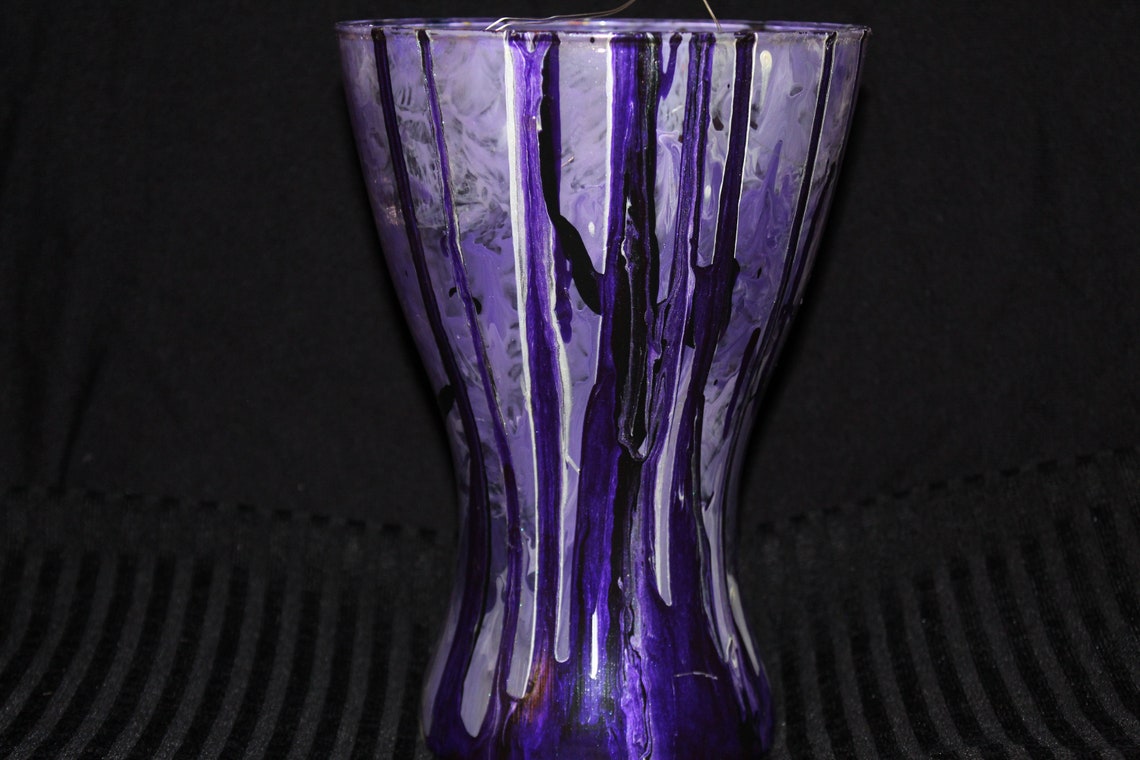 Purple Painted Vase with Light Etsy