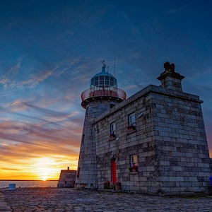 Howth Harbour Leuchtturm bei Sonnenuntergang - digitaler Download